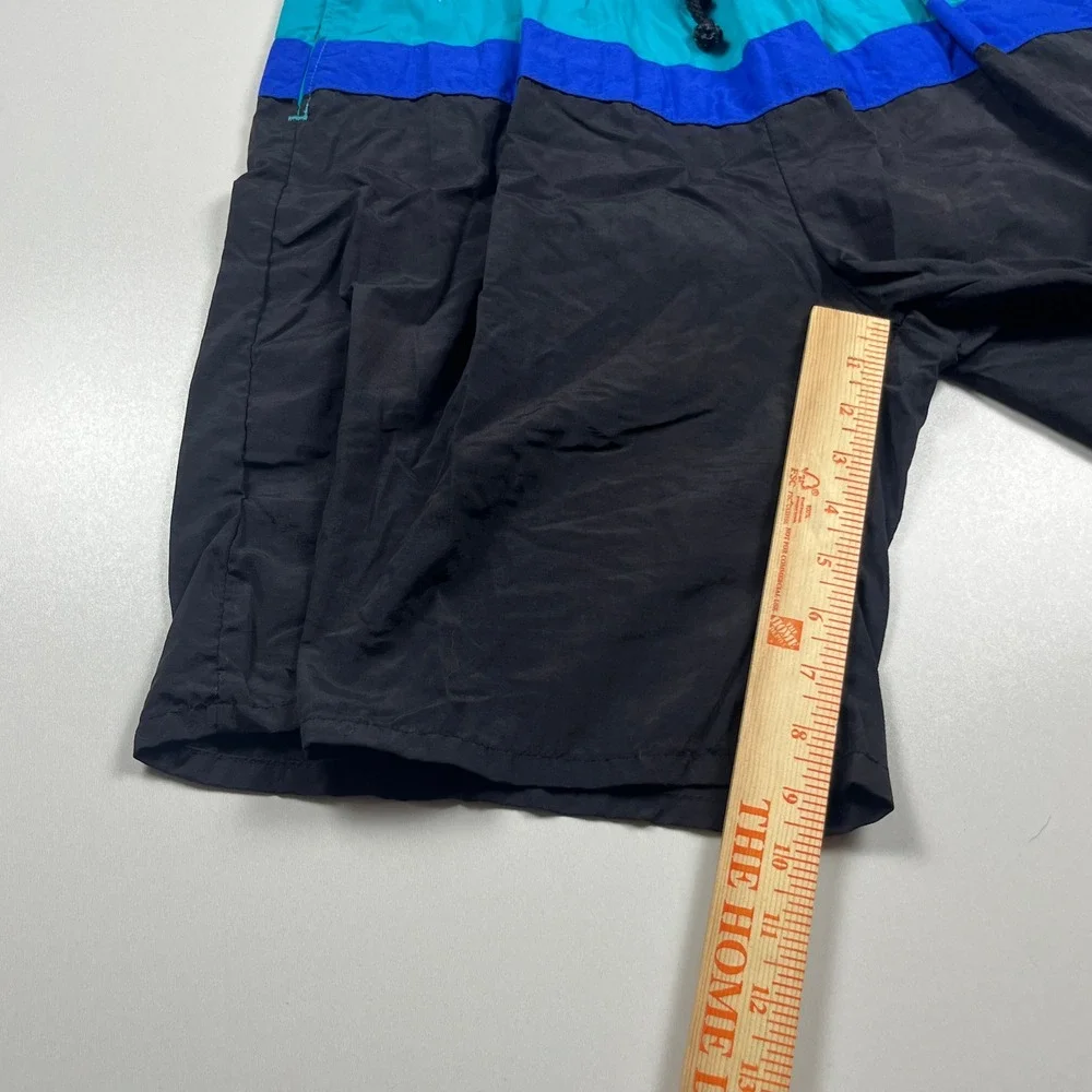 Vintage Towncraft Mens Colorblock Swim Trunks XL Tall Purple Teal Black USA Made